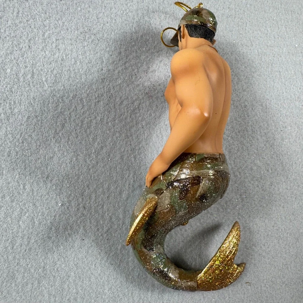 December Diamonds 2012 Camo Merman Ornament Retired 55-90777 Glitter Military